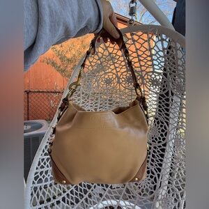 Coach Carly Turnlock Tan Leather Shoulder Bag